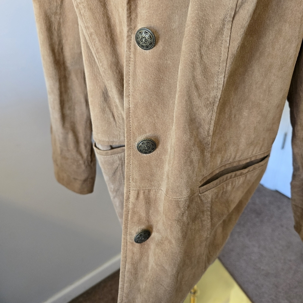 Denim&Co | 2X | Chestnut Washable Suede Button FrontJacket with Pockets - Picture 3 of 11
